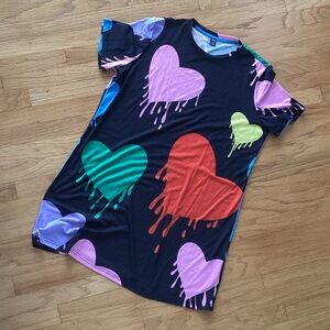 SHEIN Black night gown with Dripping Heart Design